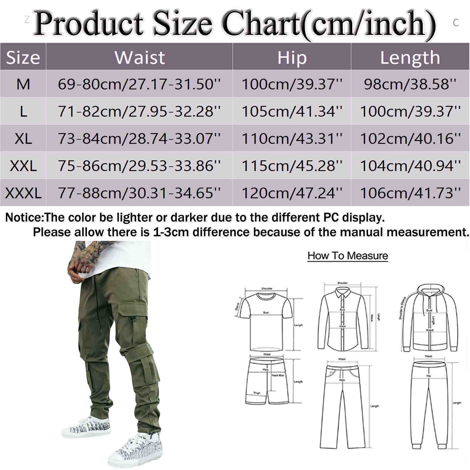 thumbnail image 4 of Pantalones cargo informales para todas las estaciones para hombre: pantalones de chándal con cintura elástica y bolsillos para actividades al aire libre y uso diario, 4 of 8